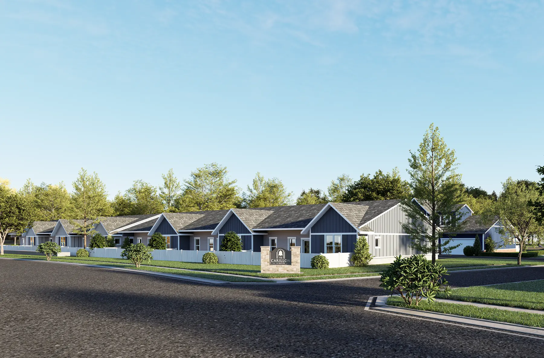 Exterior rendering of The Carillon at Grafton rental homes in Grafton, WI